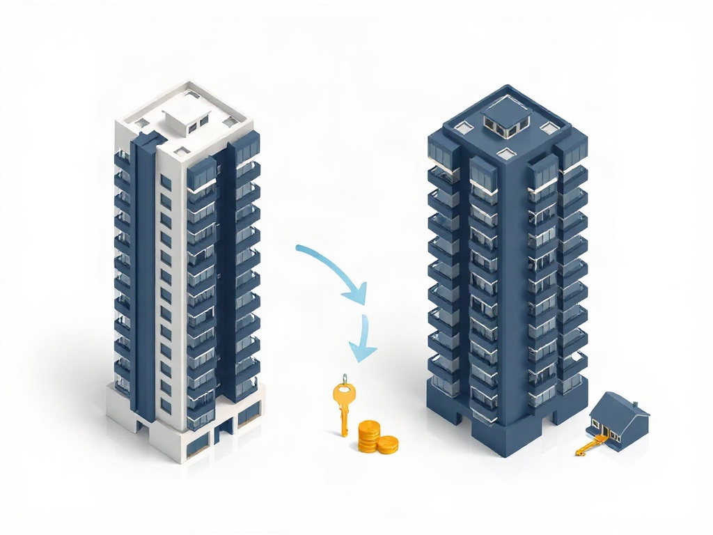 How a joint development splits a tower into developer and landowner shares — and why the landowner's share sells for less.
