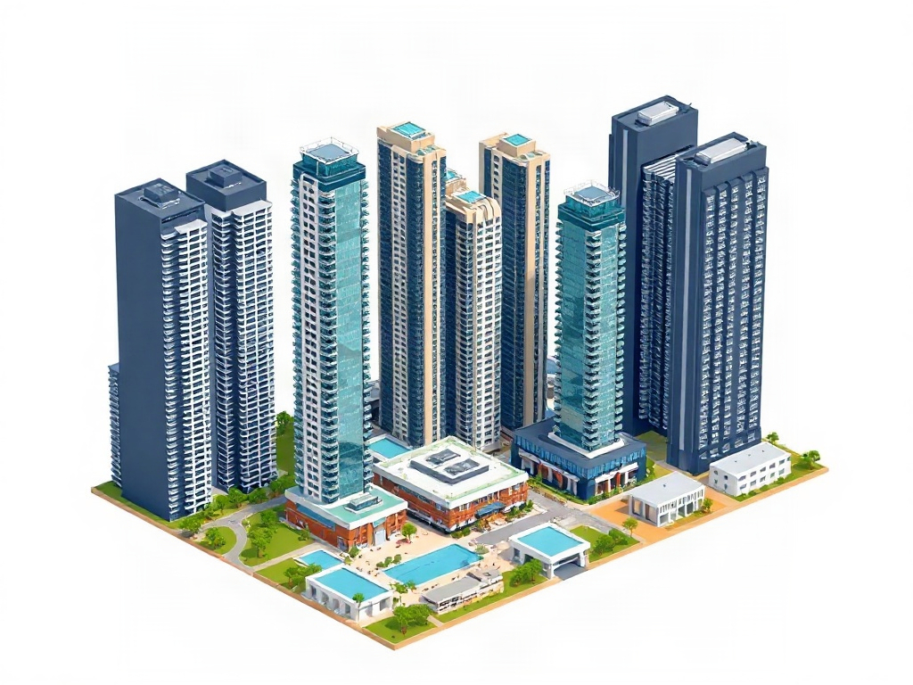 Rajapushpa Infina Phase 2: six Manchirevula towers up to 55 floors — where the Phase II landowner-share saving fits.